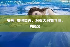 安舆綵衣得荣养，况有大舸如飞鹏。的释义