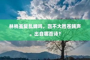 林梢虽复乱蝉鸣，岂不大胜苍蝇声。出自哪首诗？