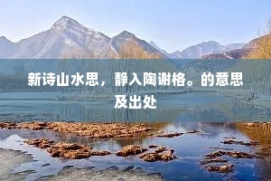 新诗山水思，静入陶谢格。的意思及出处