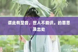 谓此有至音，世人不能识。的意思及出处