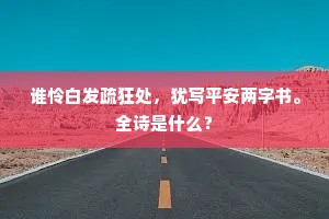 谁怜白发疏狂处，犹写平安两字书。全诗是什么？