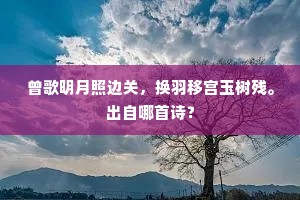 曾歌明月照边关，换羽移宫玉树残。出自哪首诗？