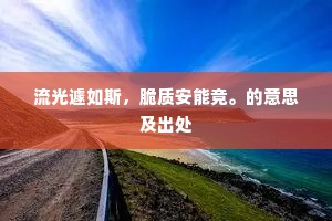 流光遽如斯，脆质安能竞。的意思及出处