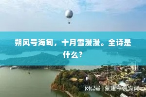 朔风号海甸，十月雪漫漫。全诗是什么？