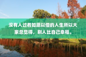 没有人过着如愿以偿的人生所以大家总觉得，别人比自己幸福。