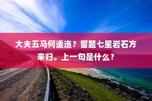 大夫五马何逶迤？留题七星岩石方来归。上一句是什么？