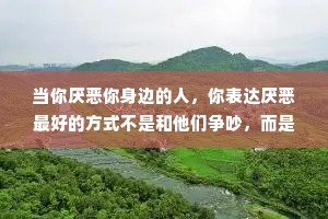 当你厌恶你身边的人，你表达厌恶最好的方式不是和他们争吵，而是自己勤快点儿，加把劲离开他们，那样，他们就永远从你的生活中消失。