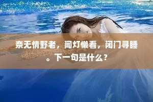奈无情野老，闻灯懒看，闭门寻睡。下一句是什么？