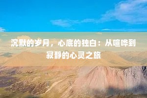 沉默的岁月，心底的独白：从喧哗到寂静的心灵之旅