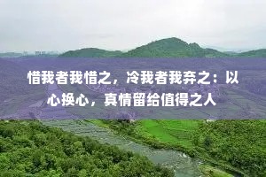 惜我者我惜之，冷我者我弃之：以心换心，真情留给值得之人