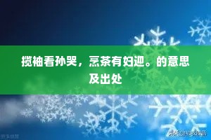 揽袖看孙哭，烹茶有妇迎。的意思及出处