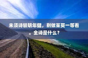 未须诗较明年健，别做茱萸一等看。全诗是什么？