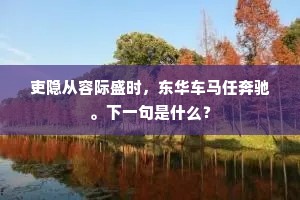 吏隐从容际盛时，东华车马任奔驰。下一句是什么？