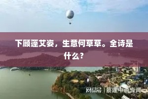 下顾蓬艾姿，生意何草草。全诗是什么？