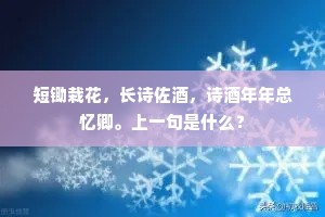短锄栽花，长诗佐酒，诗酒年年总忆卿。上一句是什么？