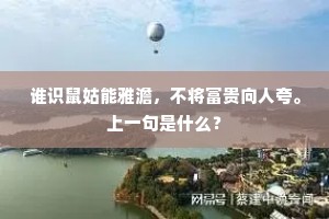 谁识鼠姑能雅澹，不将富贵向人夸。上一句是什么？
