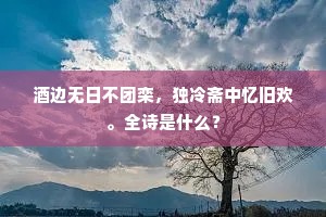 酒边无日不团栾，独冷斋中忆旧欢。全诗是什么？