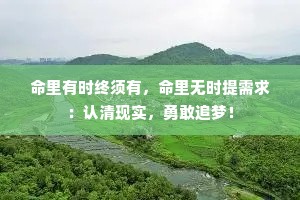 命里有时终须有，命里无时提需求：认清现实，勇敢追梦！