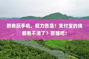 熬夜玩手机，视力告急！支付宝的钱都看不清了？警醒吧！