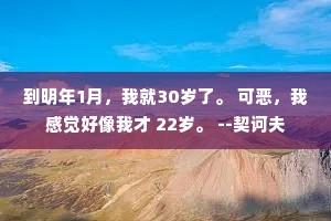 到明年1月，我就30岁了。 可恶，我感觉好像我才 22岁。 --契诃夫