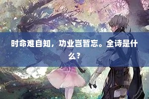时命难自知，功业岂暂忘。全诗是什么？