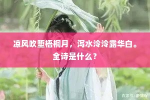 凉风吹堕梧桐月，泻水泠泠露华白。全诗是什么？