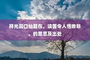 祥光洞口仙题在，读罢令人悟昨非。的意思及出处