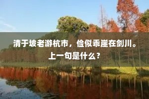 清于坡老游杭市，俭似乖崖在剑川。上一句是什么？