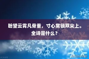盼望云霄凡骨重，寸心常锁双尖上。全诗是什么？