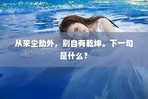 从来尘劫外，别自有乾坤。下一句是什么？