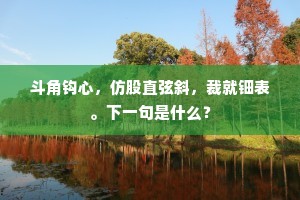 斗角钩心，仿股直弦斜，裁就钿表。下一句是什么？
