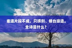 谁道片段不成，只顷刻、楼台琼造。全诗是什么？