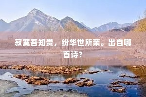 寂寞吾知贵，纷华世所荣。出自哪首诗？