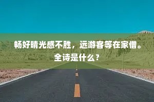 畅好晴光感不胜，远游客等在家僧。全诗是什么？