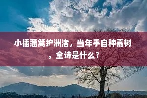 小插藩篱护洲渚，当年手自种嘉树。全诗是什么？