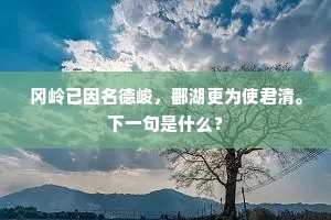 冈岭已因名德峻，鄱湖更为使君清。下一句是什么？
