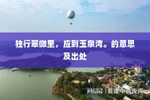 独行翠微里，应到玉泉湾。的意思及出处