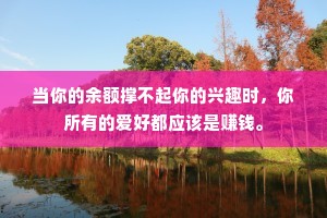 当你的余额撑不起你的兴趣时，你所有的爱好都应该是赚钱。