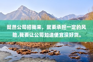 既然公司招我来，就要承担一定的风险,我要让公司知道便宜没好货。