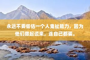 永远不要低估一个人鬼扯能力，因为他们撒起谎来，连自己都骗。