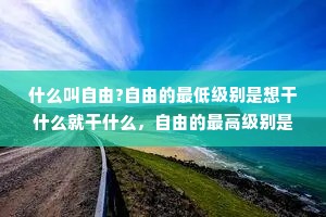 什么叫自由?自由的最低级别是想干什么就干什么，自由的最高级别是想不干什么就不干什么。