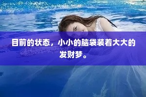 目前的状态，小小的脑袋装着大大的发财梦。