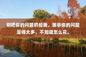 别把你的问题扔给我，除非你的问题是钱太多，不知道怎么花。