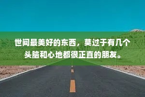 世间最美好的东西，莫过于有几个头脑和心地都很正直的朋友。