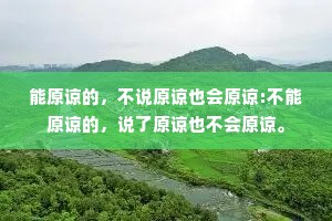 能原谅的，不说原谅也会原谅:不能原谅的，说了原谅也不会原谅。