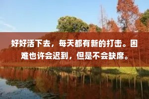 好好活下去，每天都有新的打击。困难也许会迟到，但是不会缺席。