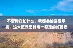 不管我在忙什么，我都会抽空玩手机，这大概就是我专一稳定的好品质吧。