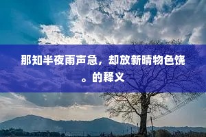 那知半夜雨声急，却放新晴物色饶。的释义