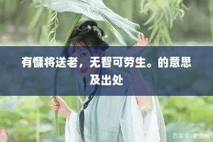 有慵将送老，无智可劳生。的意思及出处