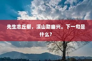 先生志丘壑，溪山助幽兴。下一句是什么？